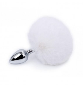 DIMZ Rabbit Tail Metal Anal Butt Plug (White)