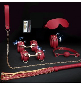 MizzZee - Electric Shock SM Leather 10 Pieces Set (Burgundy)