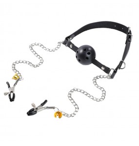 MizzZee - Nipple Clamps With Mouth Gag